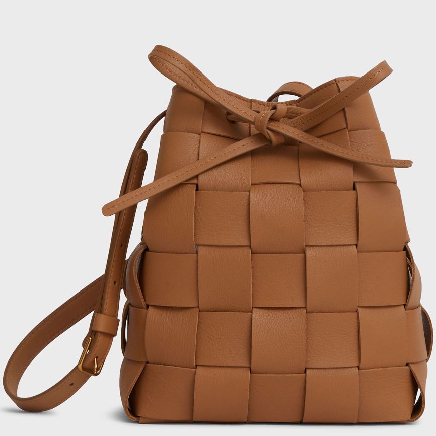 Women\'s Mansur Gavriel Upcycled Woven Mini Bucket Bags Brown | AU 021MPK